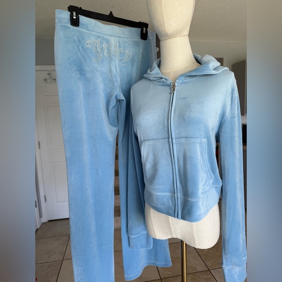 Juicy couture Blue Velour Tracksuit with Rhinestone Logo...
